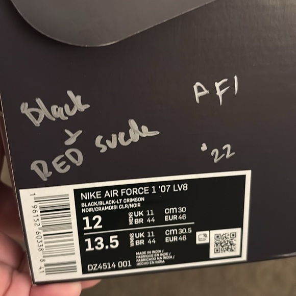 Nike Air Force 1 ‘07 LV8 - ‘Reflective Swoosh - Black Crimson’ worn ONCE - Picture 10 of 10